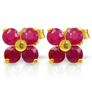 14K. SOLID GOLD STUD EARRINGS WITH NATURAL RUBIES